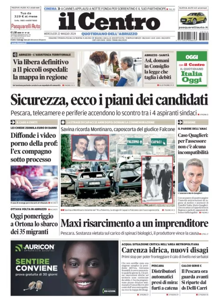 Prima-pagina-il centro-oggi-edizione-del-2024-05-22